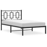 Metal Bed Frame without Mattress with Headboard Black 100x200cm 374236