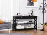 Console Table Side Desk w/ Shelves Drawers Open Top X Support Frame Living Room Hallway Home Office T3398P328323