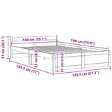 Bed Frame without Mattress White Solid Wood 140x190 cm 815025