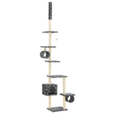 Cat Tree with Sisal Scratching Posts 260 cm Grey Paw Prints 170533