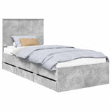 Bed Frame with Drawer Concrete Grey 100 x 200 cm Engineer Wood 3409492