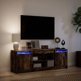 TV Cabinet with LED Smoked Oak 139.5x34x50 cm Engineered Wood 852198