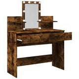 Dressing Table with LED Smoked Oak 100x40x130 cm 848203