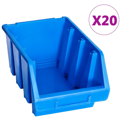 Stacking Storage Bins 20 pcs Blue Plastic 146285