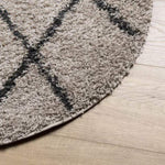 ZNTS Shaggy Rug PAMPLONA High Pile Modern Beige and Anthracite Ø 200 cm 375401