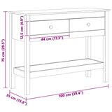 Console Table Wax Brown 100 x 35 x 75 cm Soild Pine Wood 869937