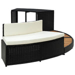 Spa Surround Black Poly Rattan and Solid Acacia Wood 316651