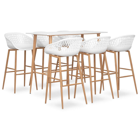 7 Piece Bar Set White 3057449