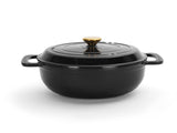 Cast iron 5QT cooking pot - Pure black - includes two silicone gloves - Enamel pot 84744253