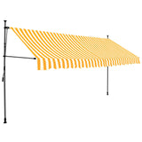 Manual Retractable Awning with LED 350 cm White and Orange 145860