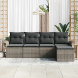 Outdoor Sofa with Cushion 5 pcs Grey Poly Rattan 3345319