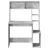 Desk with Shelves Concrete Grey 100x45x140 cm Engineered Wood 860439