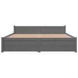 Bed Frame without Mattress Grey Solid Wood 135x190 cm Double Double 815021