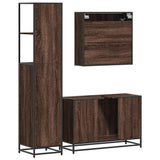 3 Piece Bathroom Furniture Set Brown Oak Engineered Wood 3301164