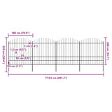 Garden Fence with Spear Top Steel 714.5x200 cm Black 277751