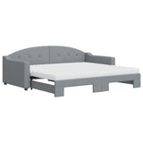 Daybed with Trundle and Mattresses Light Grey 90x190 cm Fabric 3197601