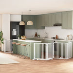 Dog Gate with Door Foldable 8 Panels White 640 cm Poplar Wood 3155566