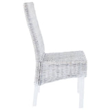 Dining Chairs 4 pcs White Kubu Rattan and Mango Wood 275465