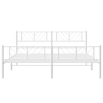Metal Bed Frame without Mattress with Footboard White 193x203cm 372252