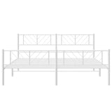 Metal Bed Frame without Mattress with Footboard White 193x203cm 372252