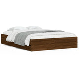 Bed Frame with Drawers without Mattress Brown Oak 150x200 cm King Size 3207272