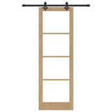 Sliding Door Natural 78 x 232 cm Solid Pine Wood and Glass 3332275