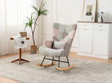 Rocking Chair, Fabric Relaxing Chair Wingback Accent Chair Solid Wood Legs, Accent Armchair N605P181754Z