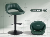 Set of Two Faux Leather Bar Stools - Dark Green T3398P423526