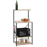 Microwave Cabinet Black and Oak 60x39.6x123 cm Engineered Wood 288239