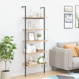 5-Tier Leaning Shelf Light Brown and Black 64x35x185 cm 336385
