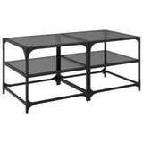 Coffee Tables with Black Glass Top 2 pcs 50x50x45 cm Steel 846009