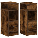 Bedside Cabinets 2 pcs with Drawer Smoked Oak 25x31x66 cm 858623