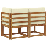 Outdoor Middle and Corner Sofa 2 Piece Natural and Cream 900469