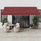Manual Retractable Awning with LEDs Burgundy 450x350 cm 3215003