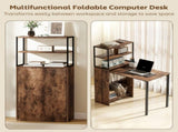 Folding Shelf and Work Table - Brown/Black T3398P553193