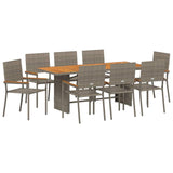 Garden Dining Set 9 pcs Grey Poly Rattan 3365433