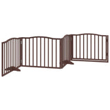 Dog Gate with Door Foldable 4 Panels Brown Oak 320 cm Poplar Wood 352233
