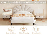 3ft Single Upholstered Velvet Bed, with Adjustable Chic Petal Headboard, Velvet Platform Bed N652P180513W