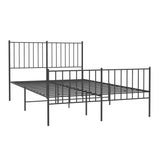 Metal Bed Frame without Mattress with Footboard Black 120x190cm 350879