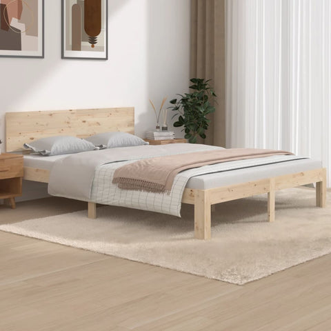 Bed Frame without Mattress Solid Wood Pine 140x190cm 810475