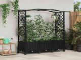 Raised Bed with Trellis and Roof Black 164 x 40 x 144 cm PP 3423101