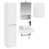 Bathroom Furniture Set 5 pcs White Engineered Wood and Glass 3407271