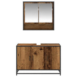 Bathroom Furniture Set with Door 2 pcs Old Wood Engineered Wood 3402387