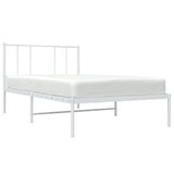 Metal Bed Frame without Mattress with Headboard White 100x200cm 352524