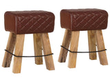 Bar Stool 2 pcs Brown Diamond 44 x 33 x 74 cm Real Leather 42042124