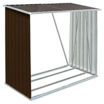 Garden Log Storage Shed Galvanised Steel 163x83x154 cm Brown 47090