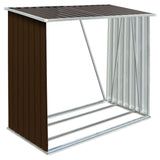 Garden Log Storage Shed Galvanised Steel 163x83x154 cm Brown 47090