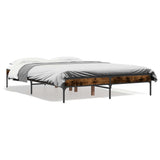 Bed Frame without Mattress Smoked Oak 135x190 cm Double 845043
