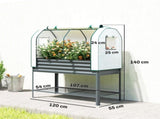 Galvanised Raised Planter with Greenhouse Cover, Metal Raised Garden Bed on Legs with Bed Liner and T3398P555111