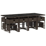 13 Piece Garden Dining Set with Cushions Brown Poly Rattan 3211341